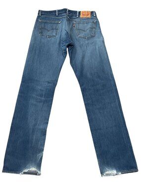 Levis 501 Original Fit Blue Denim Jeans W38 L40 Straight Leg Button Fly Mens L3